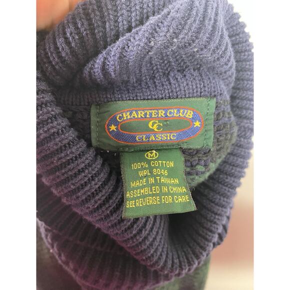 Charter Club Sweater Turtleneck Black Watch Plaid Old Money Preppy Womens Medium - Picture 7 of 9